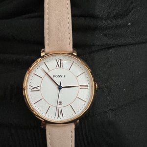 Jacqueline Three-Hand Date Blush Leather Watch